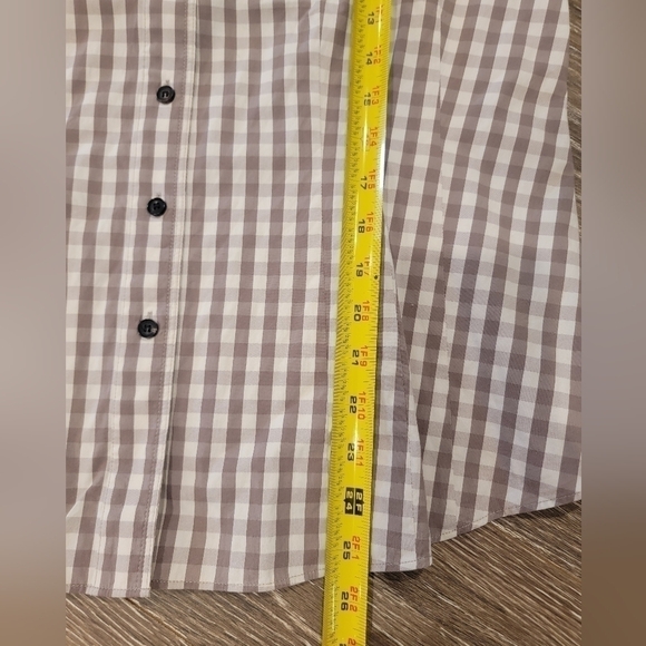 Lafayette 148 Taupe and Cream Plaid Gingham Button Down Blouse size 10 - Picture 7 of 9